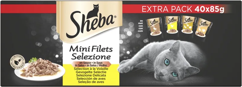 Kattenvoer Nat Mini Filets in Saus Selectie Multipack - 40x85 gr by Sheba – product photo
