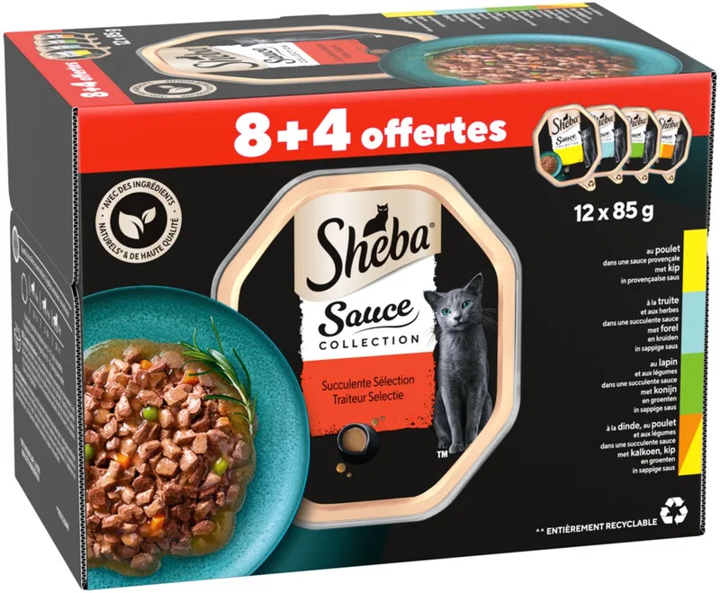 Kattenvoer Nat Sauce Collection Traiteur Selectie Multipack - 12x85 gr de Sheba – photo produit