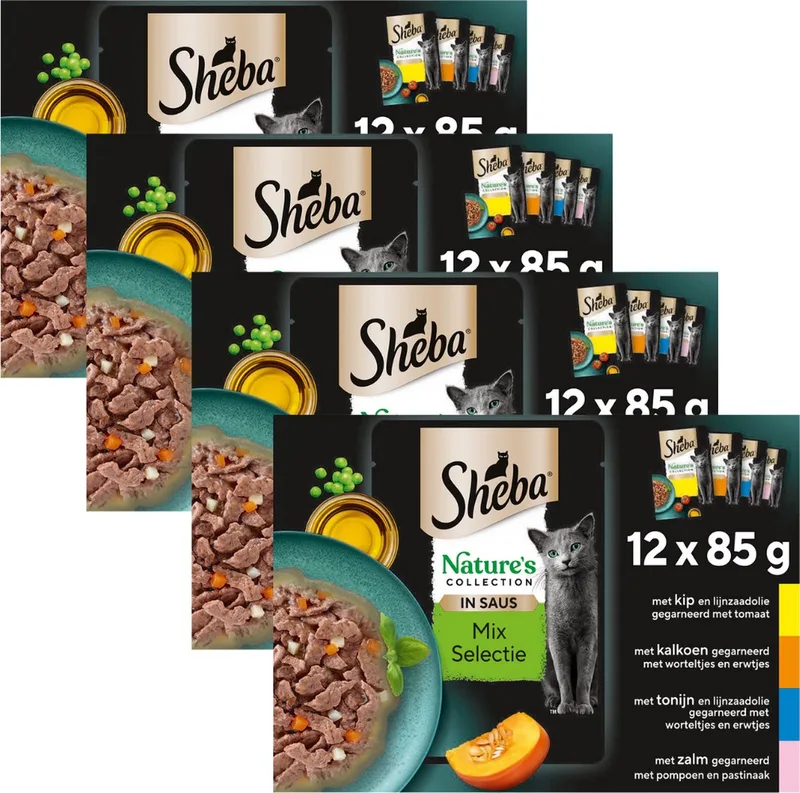 Kattenvoer - Nature's Collection - Mix Selectie in Saus - 48x85g by Sheba – product photo