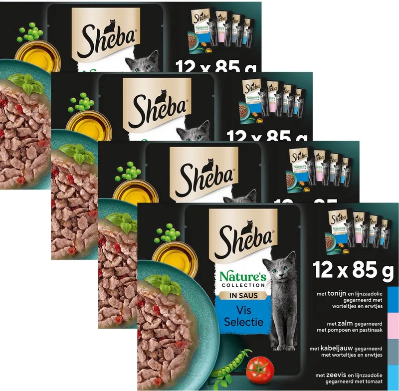 Kattenvoer - Nature's Collection - Vis Selectie in Saus - 48x85g de Sheba – photo produit