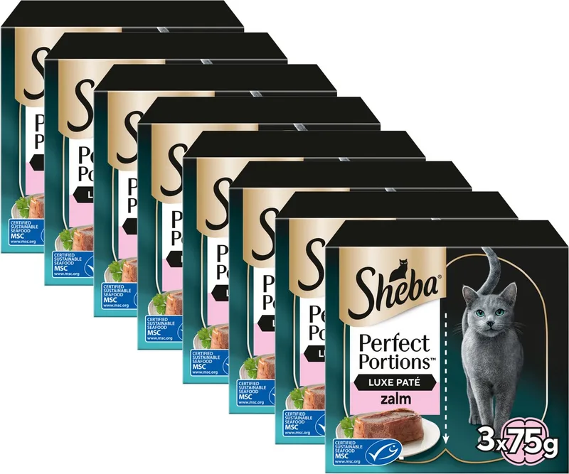 Kattenvoer - Perfect Portions - Natvoer - Luxe Zalm Paté - 24 x 75gr de Sheba – photo produit
