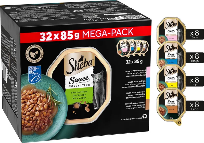 Kattenvoer - Sauce Collection - Mix in Saus - Kuipjes 32x85g by Sheba – product photo