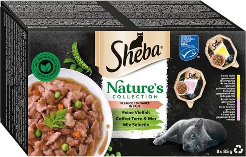 Kattenvoer Sheba Nature's Collection Mix Kip Zalm 8 x 85 g de Sheba – photo produit
