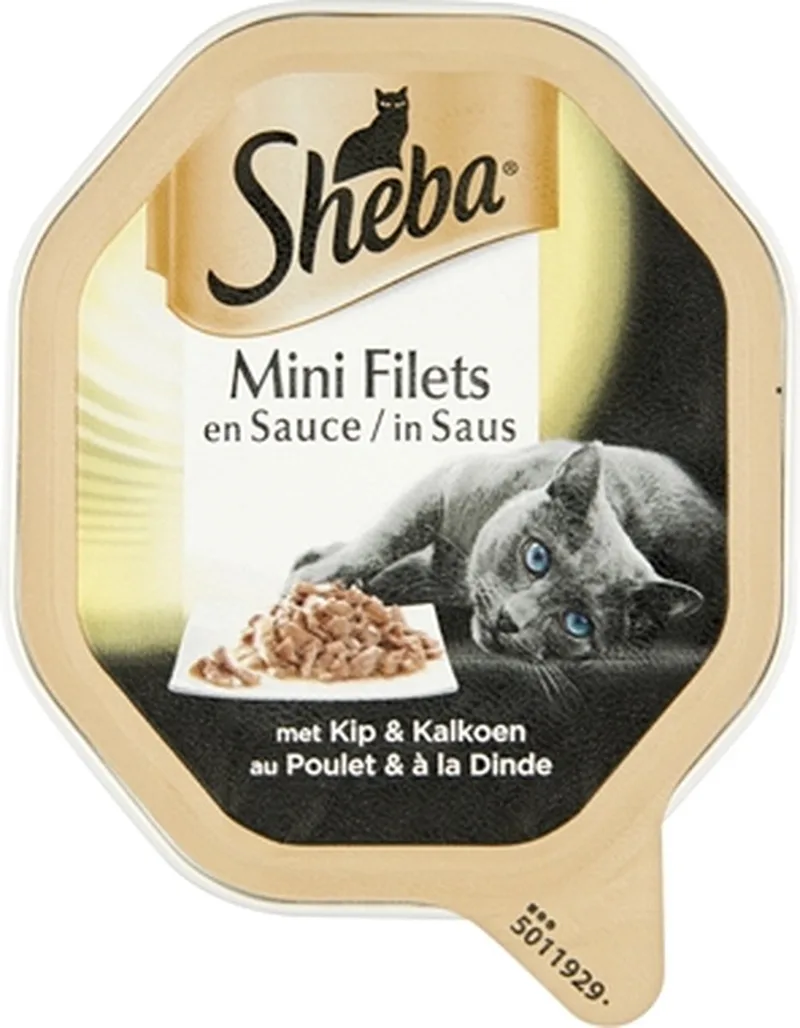 Mini Filets in Saus Katten Natvoer - Kip & Kalkoen - 22 x 85 gram by Sheba – product photo