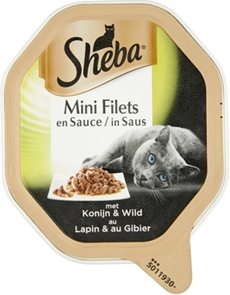 Mini Filets in Saus Katten Natvoer - Konijn & Wild - 22 x 85 gram fra Sheba – produktbillede