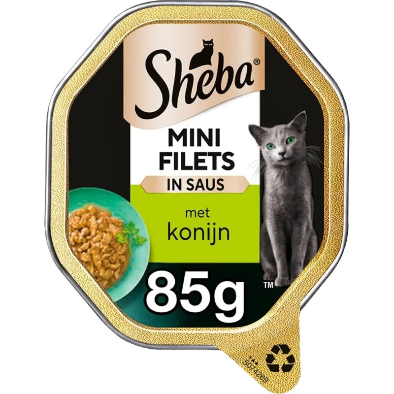 Mini Filets kattenvoer blik, hoog eiwit, verschillende smaken, 85 g konijn by Sheba – product photo