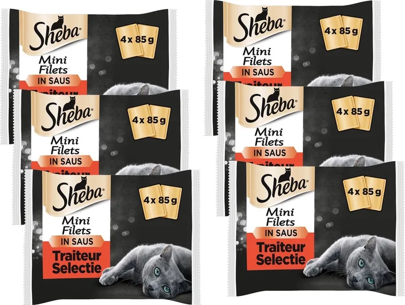 Multi-Pack Mini Filets Traiteur Pouch - Kattenvoer - 6 x Vlees 4x85 g by Sheba – product photo