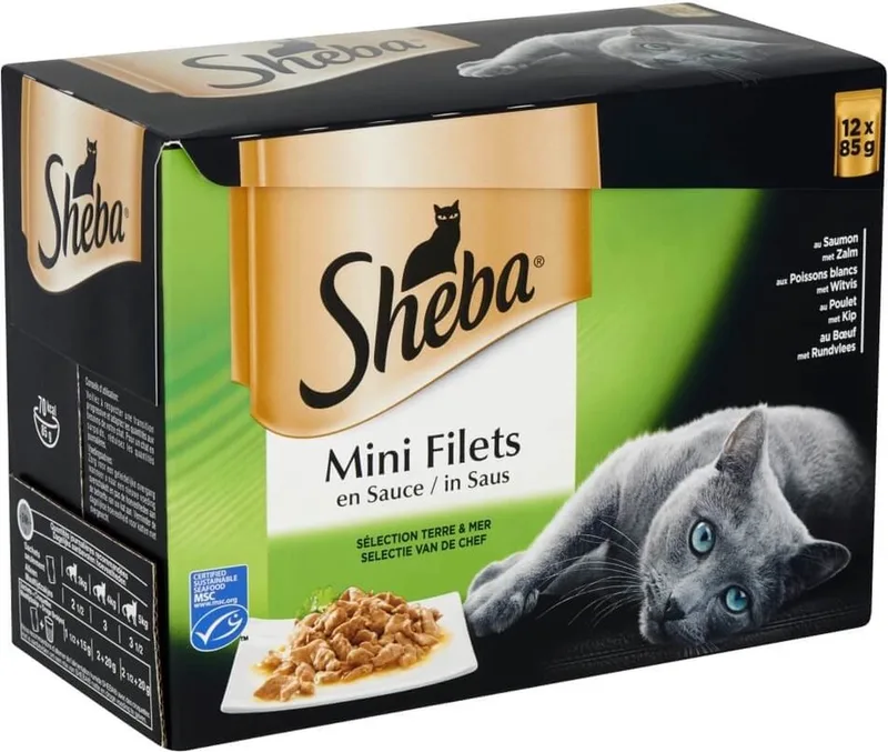 Multipack Mini Filets Chef Pouch - Kattenvoer - 1 x 12x85 g fra Sheba – produktbillede