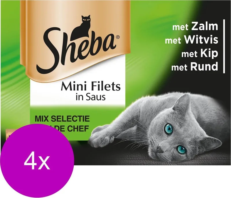 Multipack Mini Filets Chef Pouch - Kattenvoer - 4 x 12x85 g by Sheba – product photo