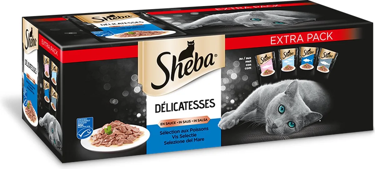 natte voeding kat - DUO PACK - verschillende smaken - 80 stuks - 6800 gram de Sheba – photo produit