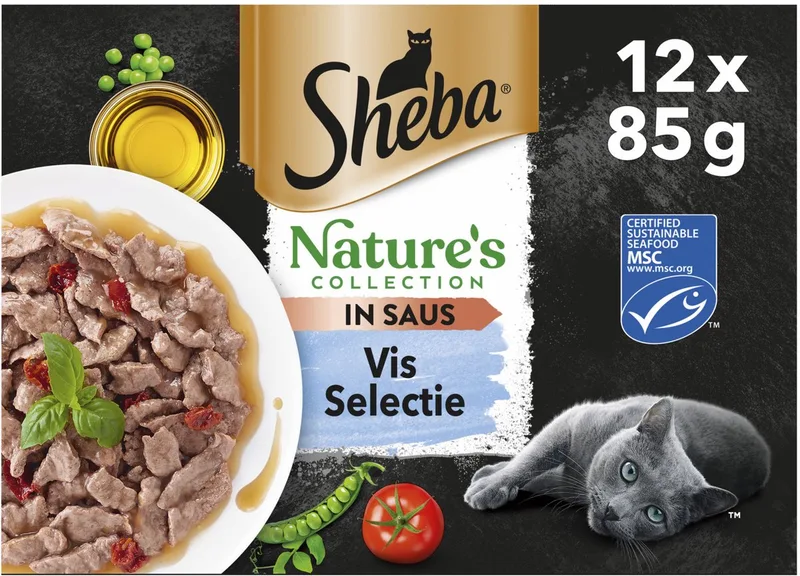 Nature's Collection Kattenvoer Natvoer Vis Selectie in Saus Maaltijdzakjes 12 x 85 gr von Sheba – Produktfoto