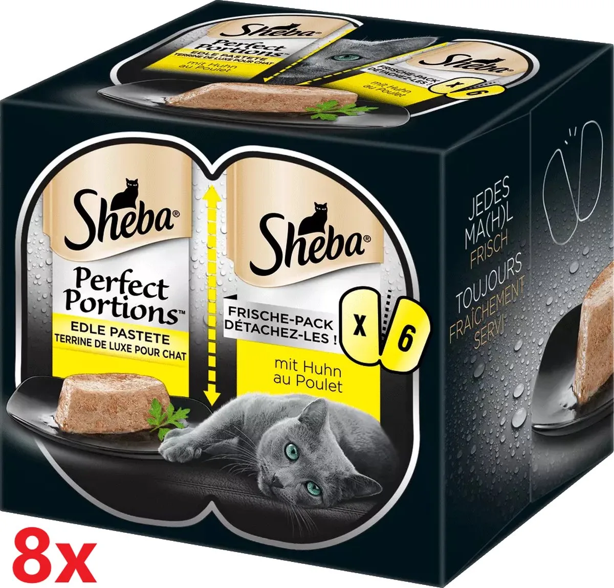 Perfect Portions - Adult Paté kip- 8 verpakkingen van 3x2stuks van Sheba – productfoto