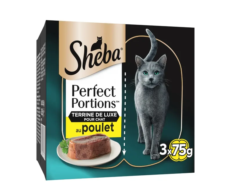 Perfect Portions kattenvoer voor volwassen katten met kip 6 × 37,5 g de Sheba – photo produit