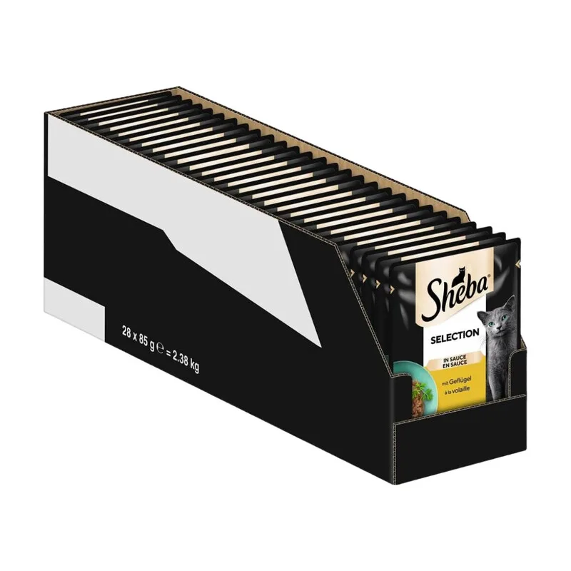 Portionsbeutel Nassfutter für Katzen Selection in Sauce mit Geflügel 28 x 85 g von Sheba – Produktfoto