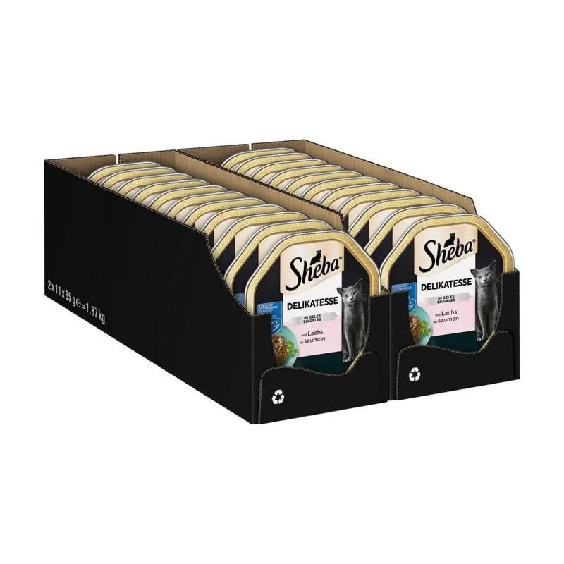 Schale Nassfutter für Katzen Delikatesse in Gelee mit Lachs 2 x 11 x 85g de Sheba – photo produit