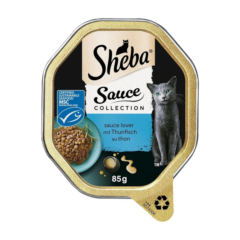Schale Nassfutter für Katzen Sauce Collection Sauce Lover mit Thunfisch MSC-Zertifiziert 2 x 11 x 85 g von Sheba – Produktfoto