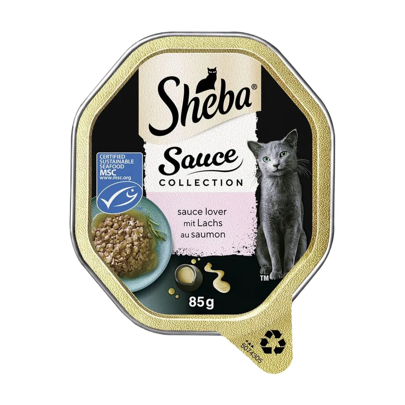 Schale Nassfutter für Katzen Sauce Collection Sauce Lover mit Lachs MSC-Zertifiziert 2 x 11 x 85 g von Sheba – Produktfoto