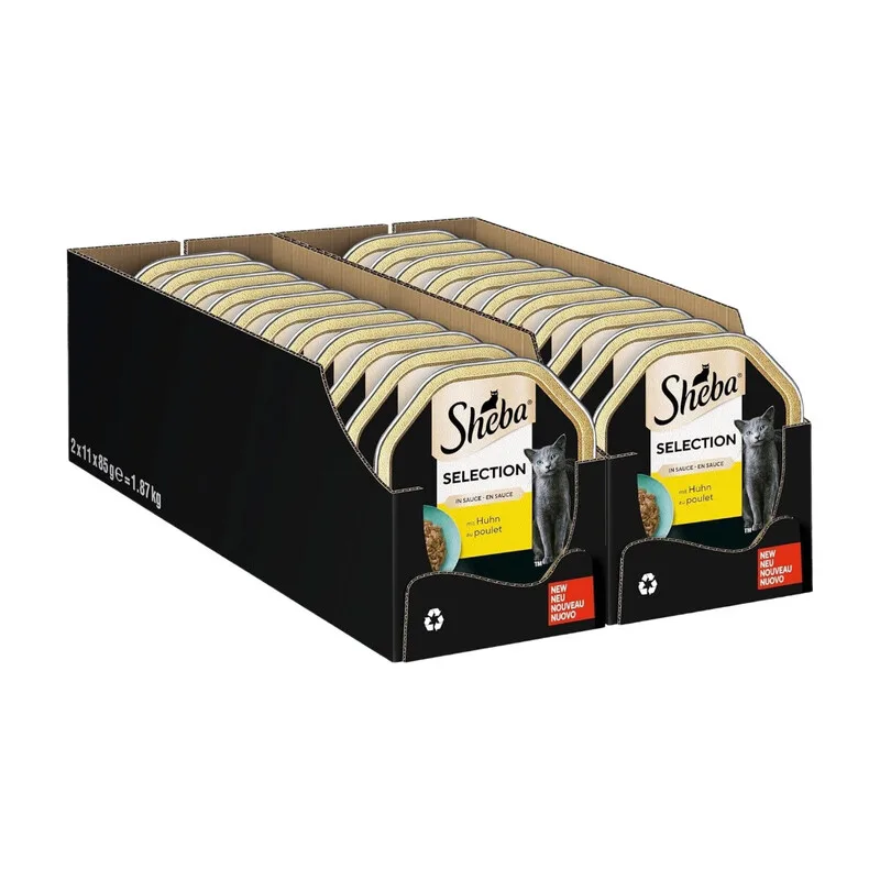 Schale Nassfutter für Katzen Selection in Sauce Häppchen mit Huhn 2 x 11 x 85 g van Sheba – productfoto