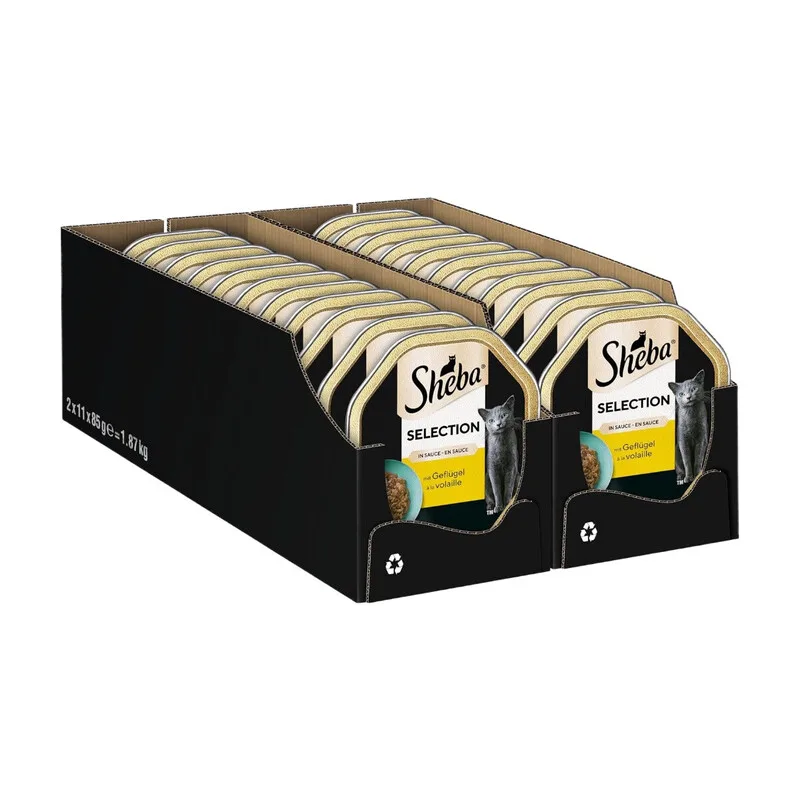 Schale Nassfutter für Katzen Selection in Sauce mit Geflügelhäppchen 2 x 11 x 85 g de Sheba – photo produit