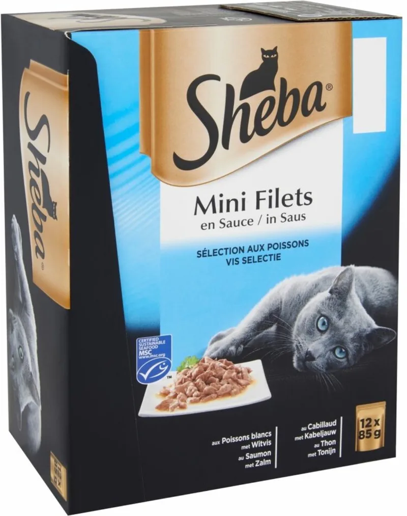 Voordeelpack - Mini Filets - Vis in saus - 12x85g - Kattenvoer de Sheba – photo produit