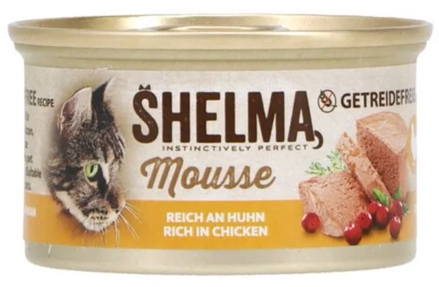15x Shelma - Premium Kattenvoer Natvoer - mousse Kip Lever en Groenten -85g