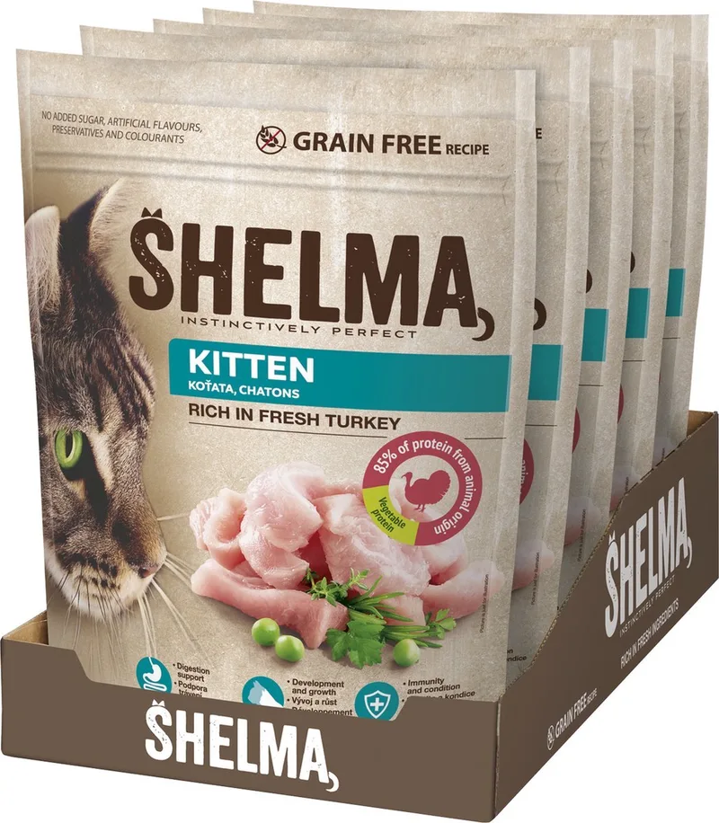 4x Shelma Premium Kattenvoer - Kittenvoer rijk aan Verse Kalkoen - 750 g fra Shelma – produktbillede
