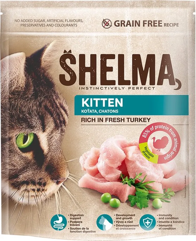4x Shelma Premium Kattenvoer - Kittenvoer rijk aan Verse Kalkoen 750g de Shelma – photo produit