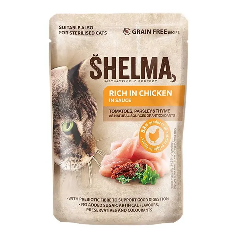 Kalkoen Eend Kip En Rundvlees In Saus 12x85g Natvoer Voor Katten by Shelma – product photo 4 of 5