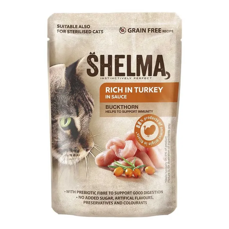 Kalkoen Eend Kip En Rundvlees In Saus 12x85g Natvoer Voor Katten by Shelma – product photo 3 of 5