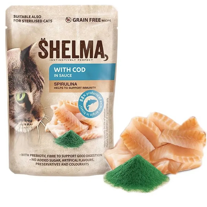 Natte Kattenvoeding Met Kabeljauw In Saus 85g från Shelma – produktbild 2 av 3