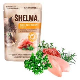 Katzen-nassfutter Reich An Huhn In Soße 85g von Shelma – Produktfoto 2 von 5