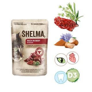 Natvoer Voor Katten Rijk Aan Rundvlees In Saus 85g by Shelma – product photo 2 of 6