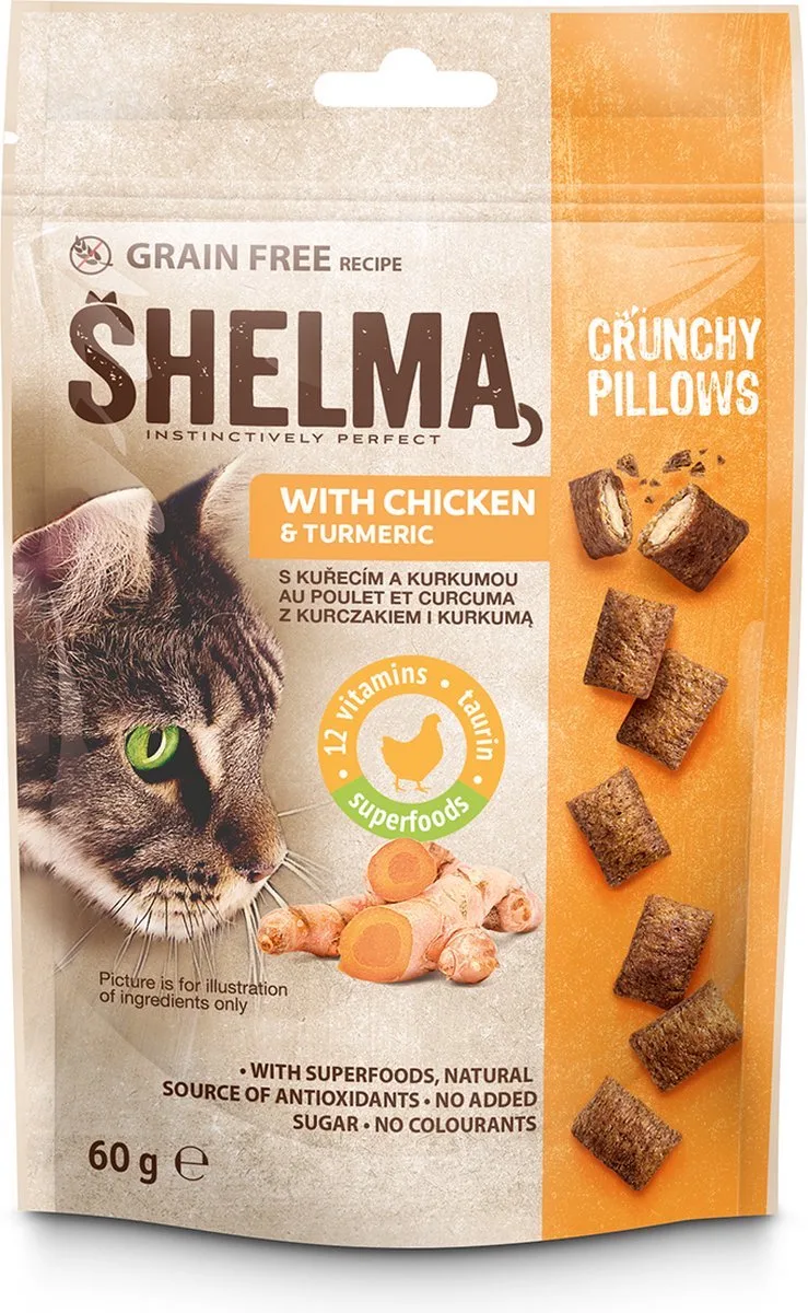 Premium Kattensnack - met Kip en Kurkuma - 10 x 60 g by Shelma – product photo