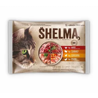 Riche En Poulet Dinde Bœuf Et Canard 4x85g Nourriture Humide Pour Chats de Shelma – photo produit 1 sur 6