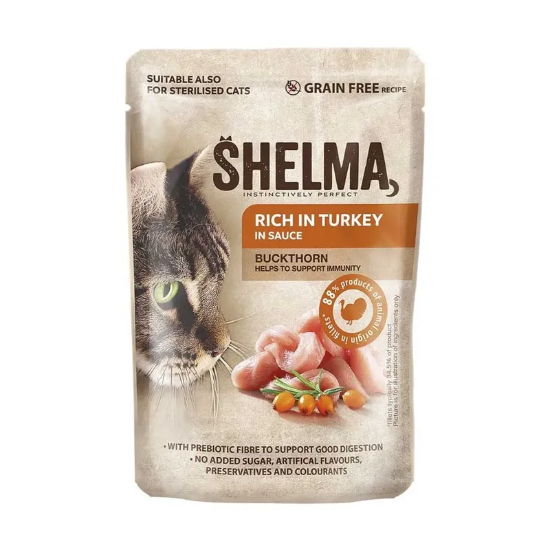 Riche En Poulet Dinde Bœuf Et Canard 4x85g Nourriture Humide Pour Chats de Shelma – photo produit 5 sur 6