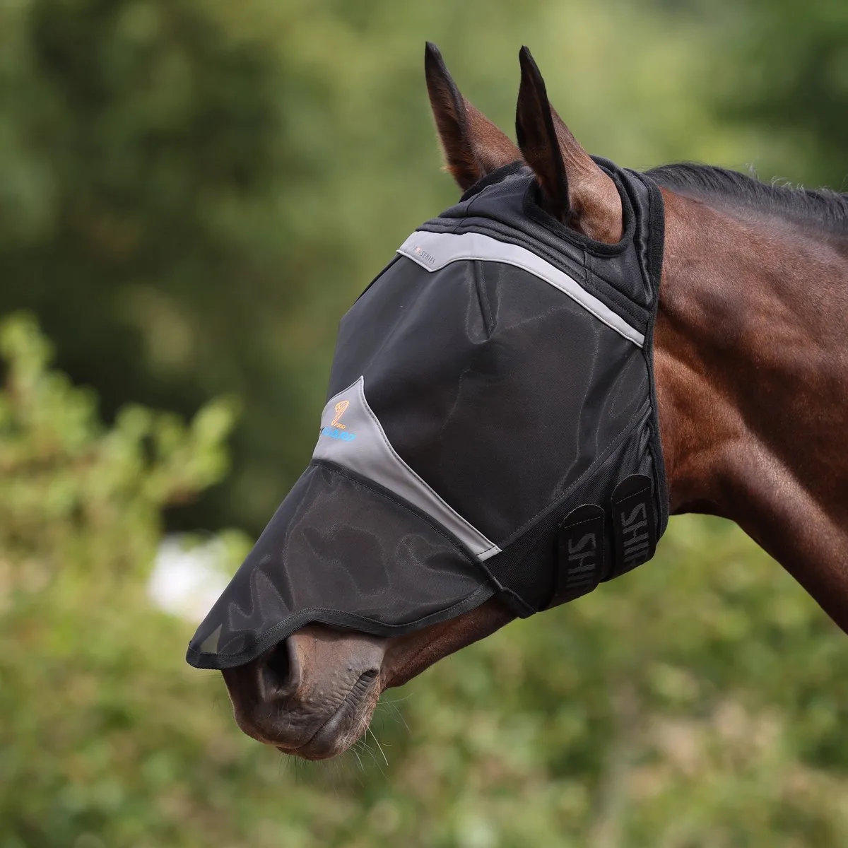 Vliegenmasker zonder oren met neus - Jet Black - Extra Full von Shires – Produktfoto