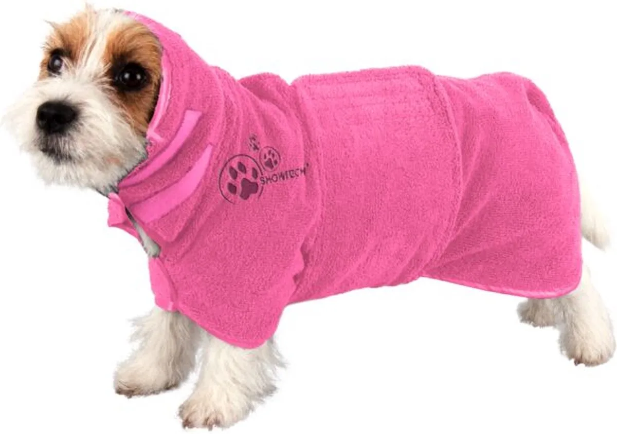 Active Microvezel Hondenbadjas met klittenband - Maat XXL - Badjas voor honden van Show Tech in Roze – productfoto