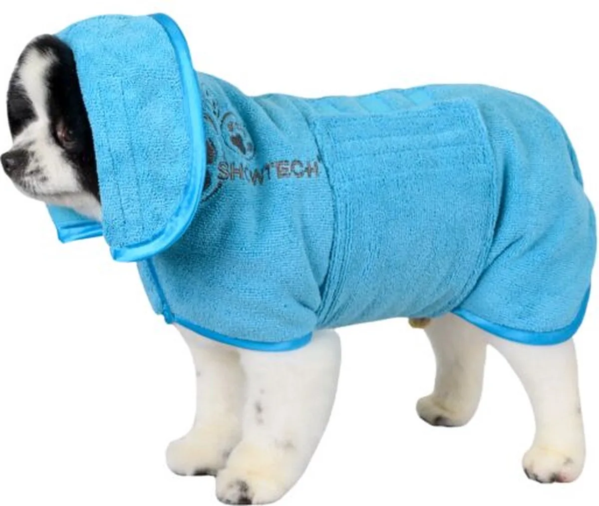 Active Microvezel Hondenbadjas met klittenband - Maat Xxxs - Badjas voor honden van Show Tech in Turquoise – productfoto