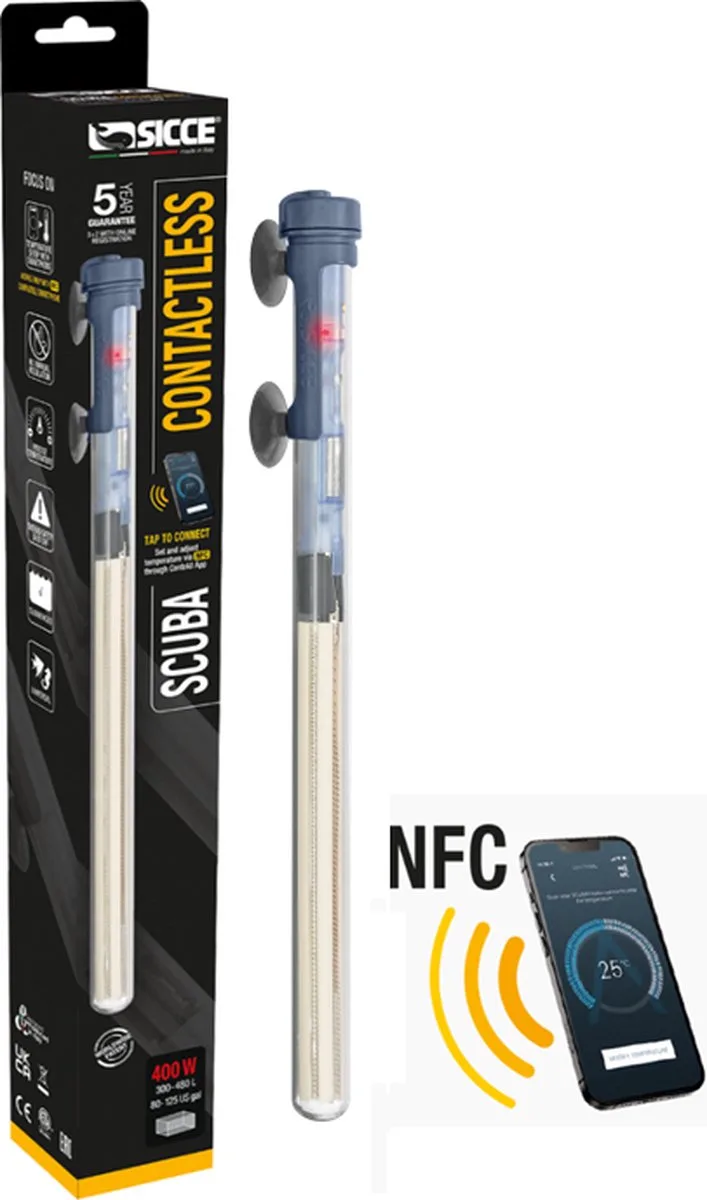 Scuba - type Contactless - 400W - vatverwarmer - water heater - aquarium by Sicce in Color – product photo