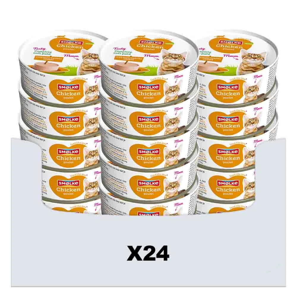 24x Smolke Kattenvoer Soft Paté Kip 80 gr van Smølke – productfoto