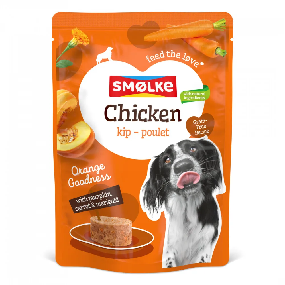 8x Smolke Hondenvoer Nat Chicken Orange Goodness 300 gr van Smølke – productfoto