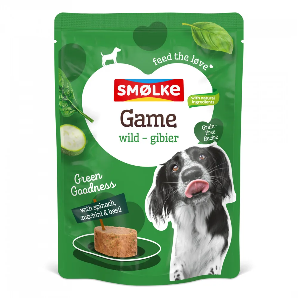8x Smolke Hondenvoer Nat Game Green Goodness 300 gr van Smølke – productfoto