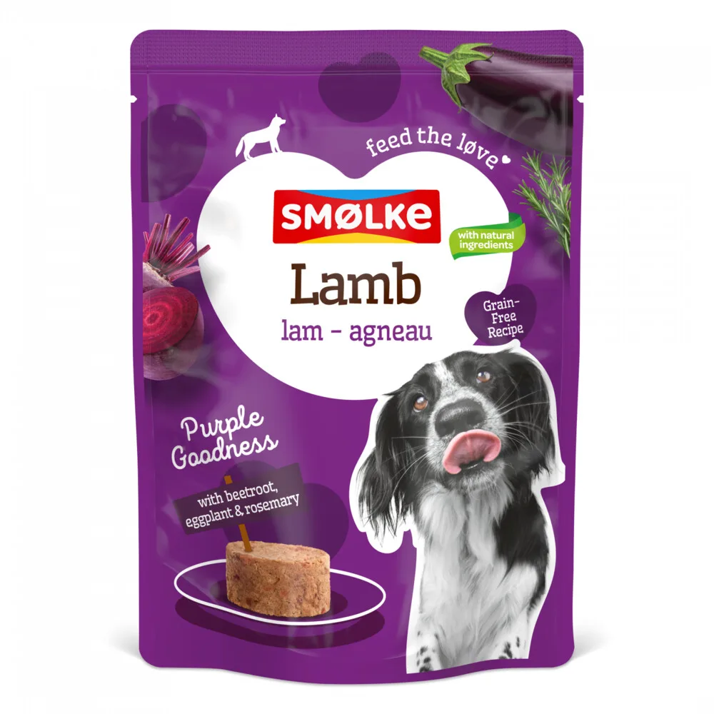 8x Smolke Hondenvoer Nat Lamb Purple Goodness 300 gr van Smølke – productfoto