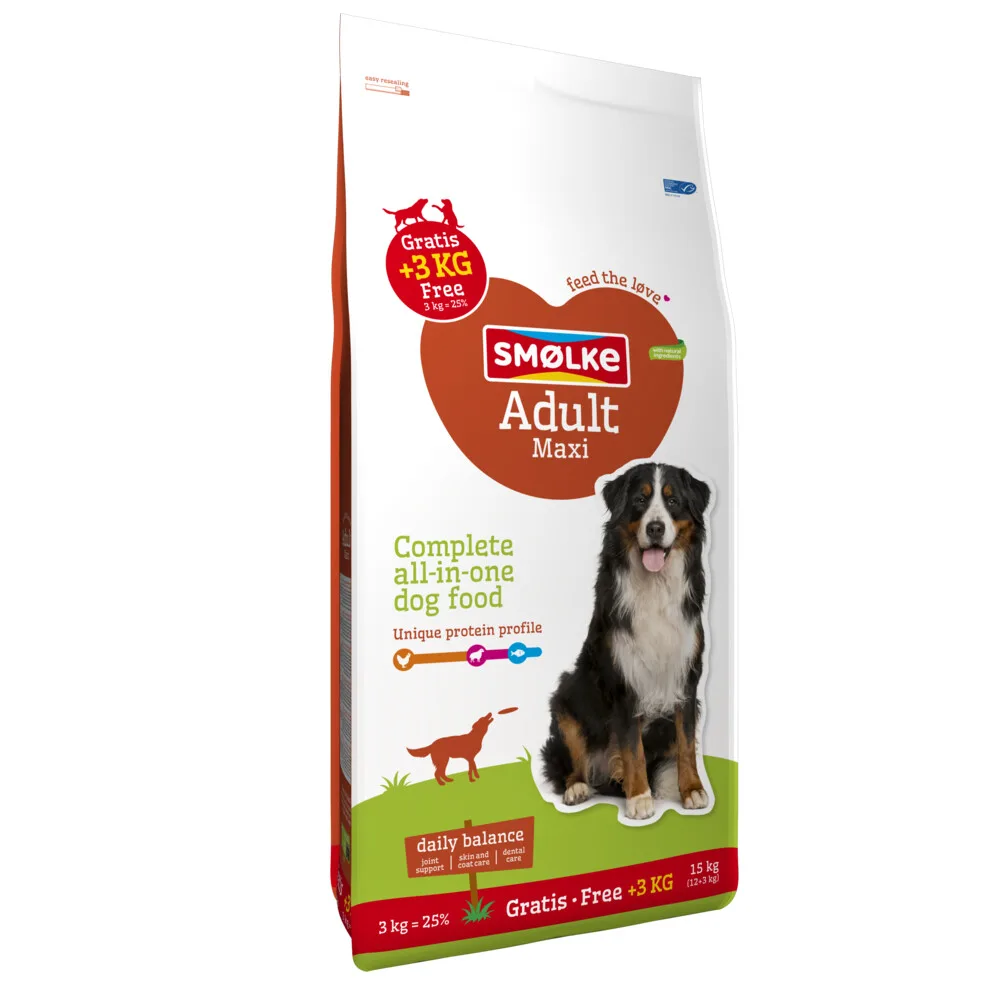 Hondenvoer Adult Maxi 12 + 3 kg van Smølke – productfoto
