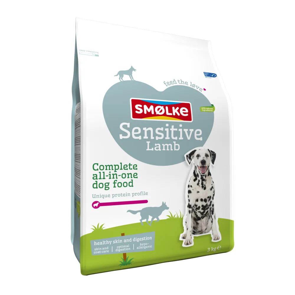 Hondenvoer Sensitive Lam 3 kg van Smølke – productfoto