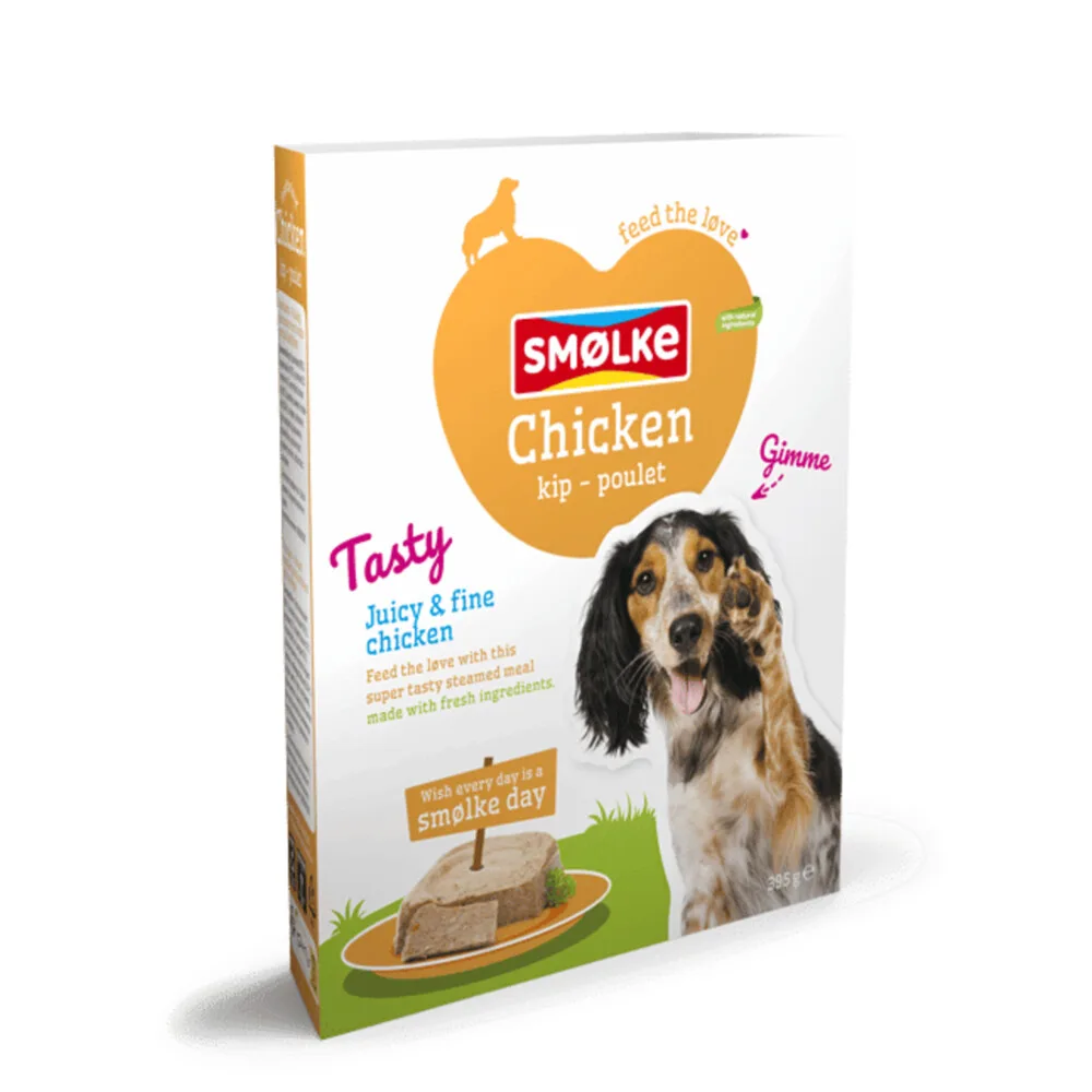 Hondenvoer Vers Gestoomd Kip 395 gr van Smølke – productfoto