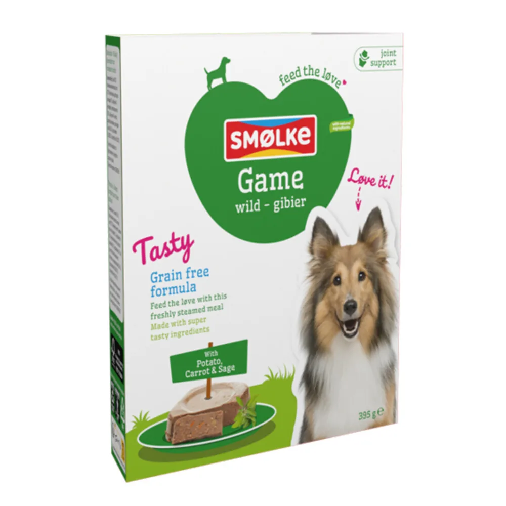 Hondenvoer Vers Gestoomd Wild Graanvrij 395 gr de Smølke – photo produit