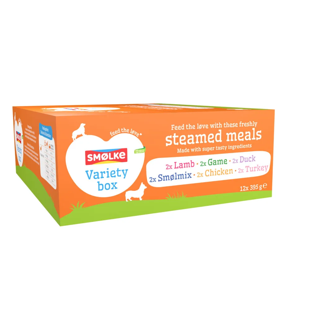 Vers Gestoomd Multipack Hondenvoer Nat Variety box 12 x 395 gr de Smølke – photo produit
