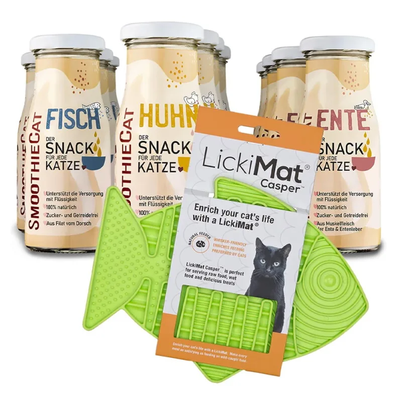 Mix 12x 150 ml + Lickimat Grün de Smoothiecat en Regular – photo produit