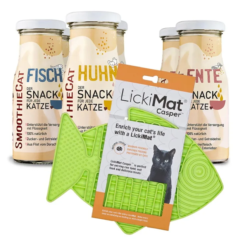 Mix 6x 150 ml + Lickimat Grün fra Smoothiecat i Regular – produktbillede